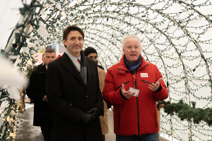 Kipling Media Vancouver Christmas Market Justin Trudeau Visits the Market Walking Through Lovers' Lane with Founder Malte Klutz